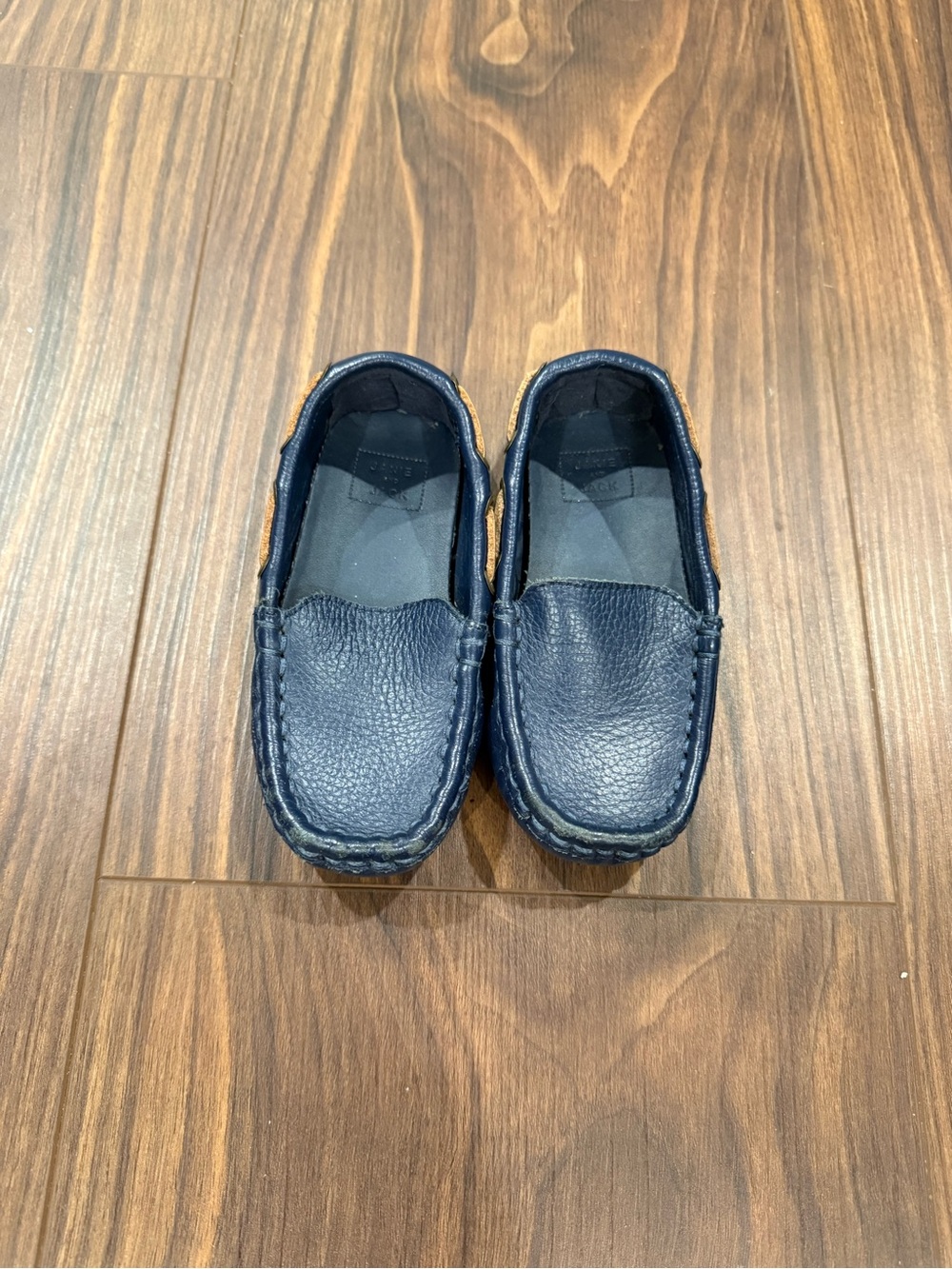 Janie and Jack Navy Leather Slip-On Loafers